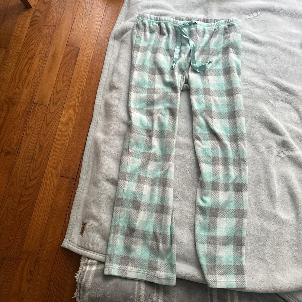 Plaid Lounge Pants in Mint and Gray
